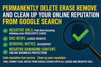 remove mugshots, delete negative links, erase false news bad articles, in google