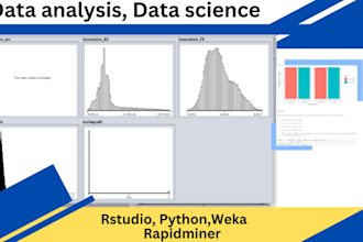 do data analysis, data science using rstudio, python,weka and rapidminer