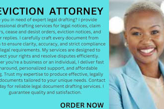 draft legal notice, claim letter, cease desist, eviction notice or their reply