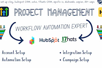 set up clay, hubspot CRM, zoho, 17hats CRM, apollo io, dubsado, zapier, API zaps