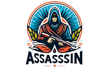 o custom assassin esport mascot logo design
