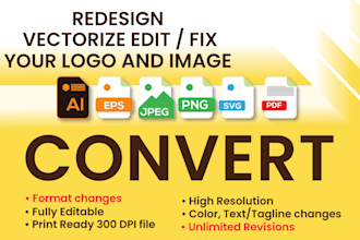 edit, modify, redesign, vectorize, and update your logo in 24 hours