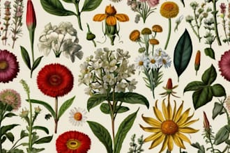 draw realistic scientific botanical illustrations of flowers or plants design