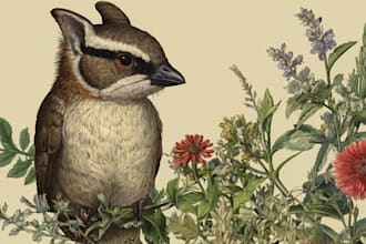 draw an animal and botanical illustration