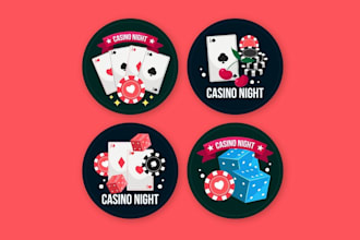 illustrate a unique blackjack, poker, slot, card logo design