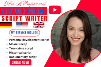 research and write youtube video scriptwriter comedy true crime movie script
