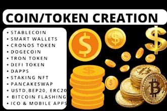 develop stablecoin, fork defi dapps, crypto token on pancakeswap tron cronos bsc
