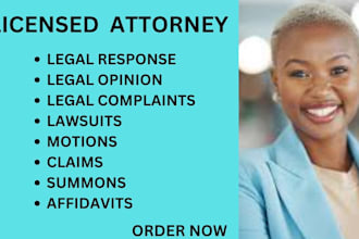 draft ready to file pleadings, motions, lawsuits,  responses and legal opinion