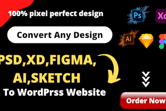 convert  xd, figma, PSD to wordpress website with elementor