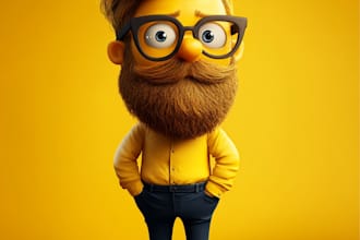 draw yellow cartoon caricature family portrait illustration