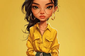 draw yellow cartoon caricature family portrait illustration