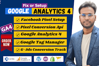 set up facebook pixel, conversion API, ga4 and GTM for accurate tracking