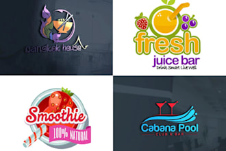 design vibrant juice bar, fruit shop, and smoothie logo or any graphic design