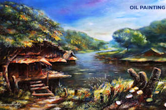 create original acrylic and oil paintings from your reference with free shipping