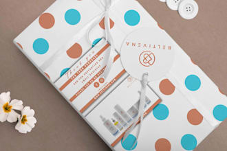 design wrapping paper thank you insert card and sticker for packaging