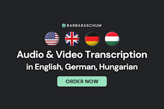 transcribe hungarian, german, or english audio and video files