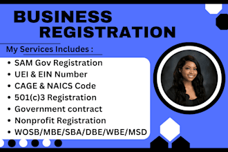 do non profit business registration, sam gov, 501c3 mbe ein cage code uei mbe 8a