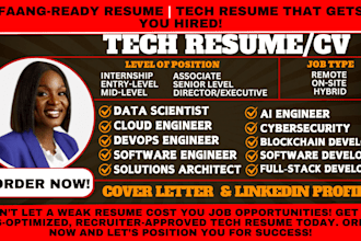 write ats friendly tech resumes for ai, software engineers, and IT professionals