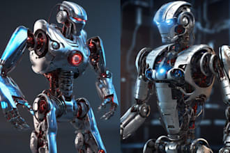 3d hard surface 3d robot modeling texturing and lighting mechatronics product