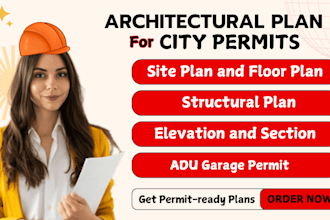 draw architectural plan for city permit elevations floor plan house plan garage