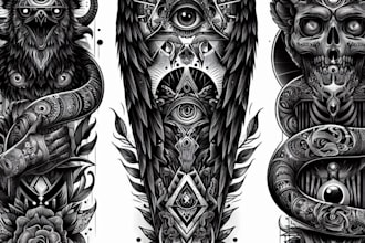 create unique custom tattoo design for you, sleeve tattoo