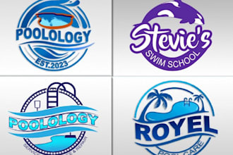 create swimming pool, pool cleaning logo design for you