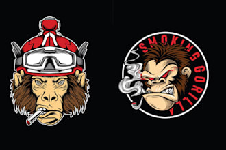 design t shirt animal gorilla hookah logo