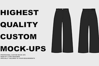 design custom streetwear pants clothing mockups and techpack