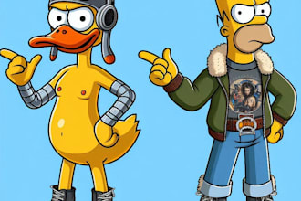 make best yellow cartoon character like simpson style