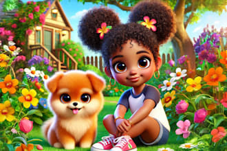 design african american children story book illustration and children book cover