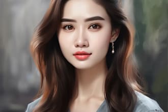 draw any photo as a realistic digital portrait oil painting