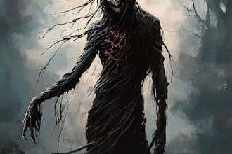 make fantasy horror character and dark art