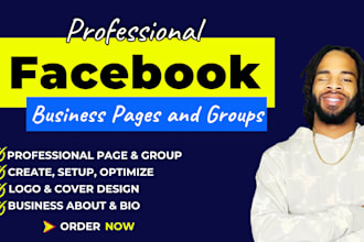 create facebook business page and setup, fb group, social media setup