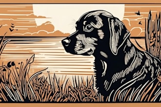 draw a pet portrait using linocut technique