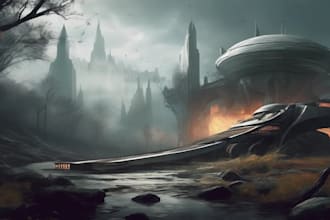 do sci fi horror and fantasy scene concept art illustrations