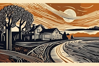 create artistic linocut illustration in my style