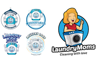 make high resolution cleaning cartoon laundry logo