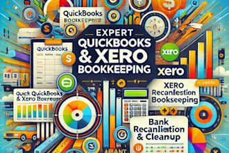 do monthly bookkeeping, cleanup and bank reconciliation in quickbooks, xero etc