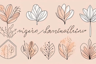 design minimalist line art feminine botanical boho hand drawn