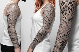 create sleeve tattoo design in geometric style
