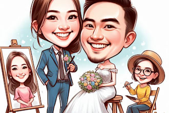 draw caricatures for couples, families, weddings