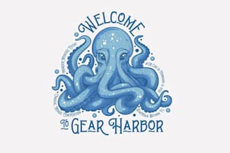 design high quality octopus mascot logo with unlimited revision