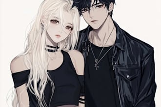 draw your couple character with anime style