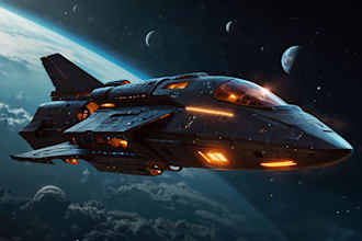 design a spaceship, sci fi illustration and sci fi art