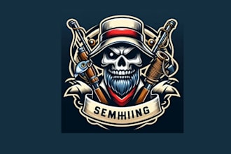 design high quality fisherman skull mascot logo with express delivery