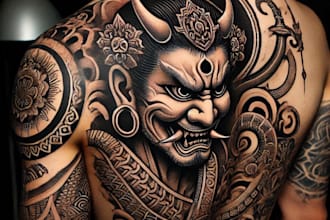 create your japanese custom tattoo design and illustration