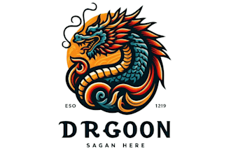 custom asian dragon logo design