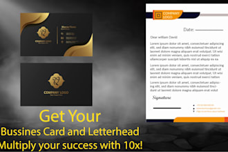 custom professional business card design and letterhead