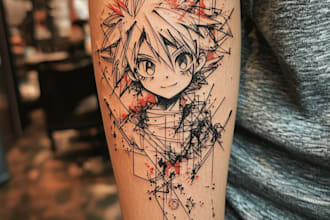 make custom tattoo anime into geometric design for you