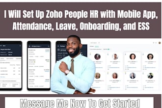 set up zoho people HR mobile app attendance leave onboarding ess payroll
